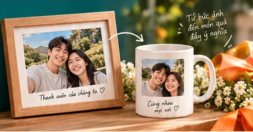 Illustrated photo frame and personalised mug